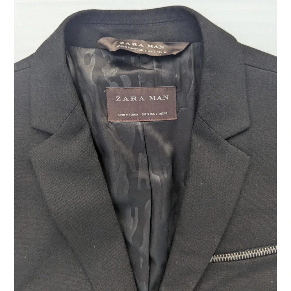 Zara Man Jacket Blazer Black Size S - Picture 15 of 16